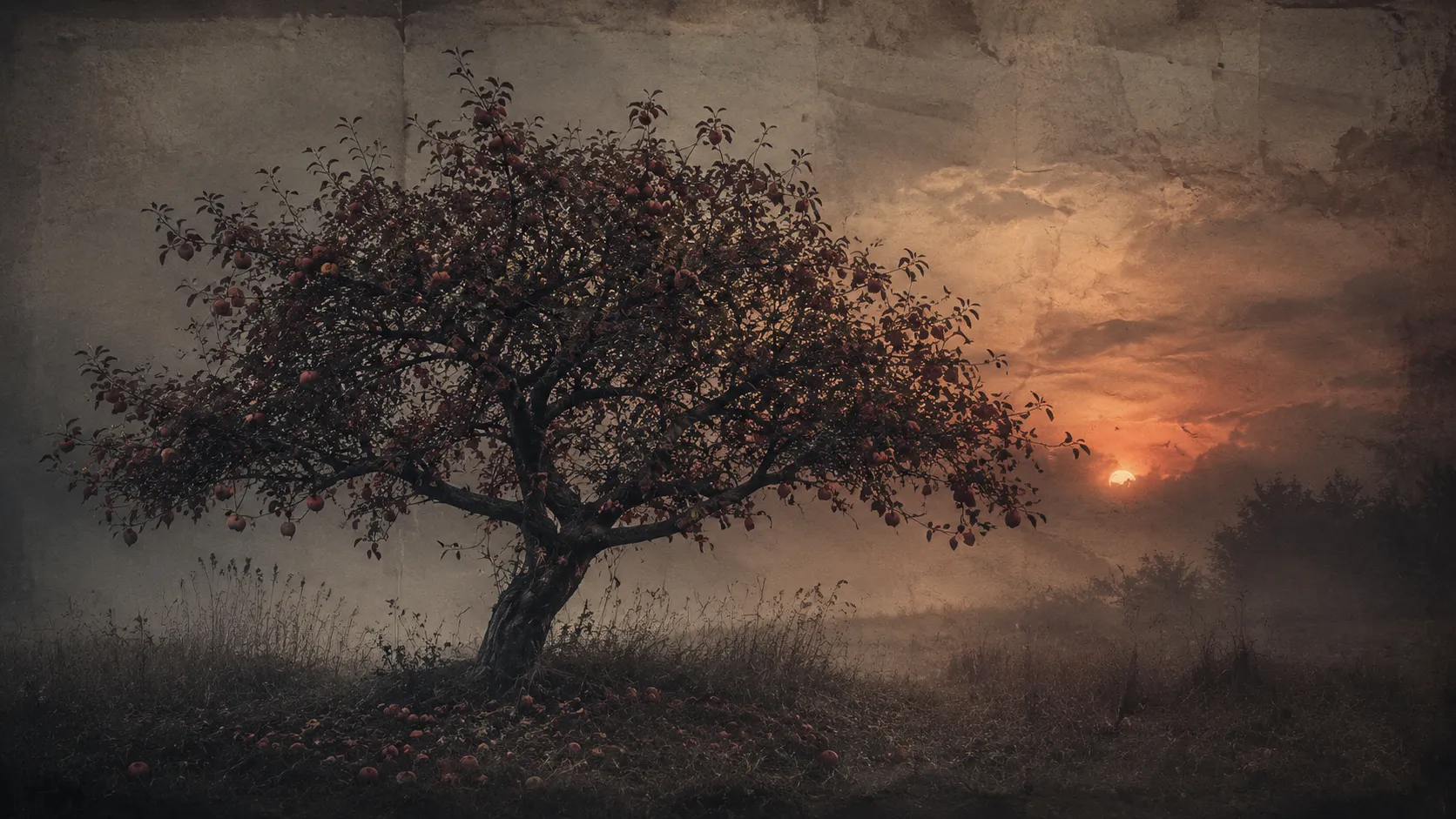 A solitary tree in a misty field at dusk, used as symbolic cover art for the Hall-Mills murders.